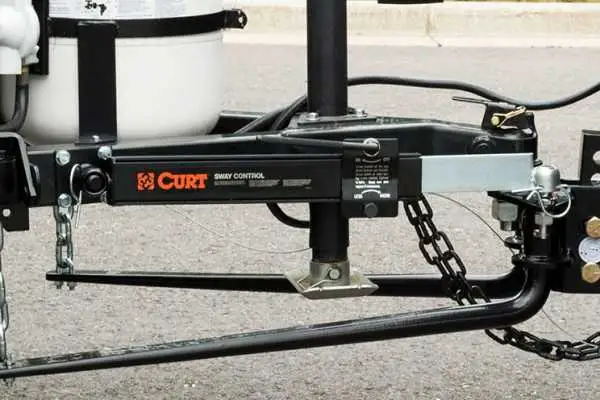 Weight distribution hitch with sway control